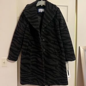 NWT Women’s Nine West Wool Blend Coat- Grey/Black Zebra, Size S